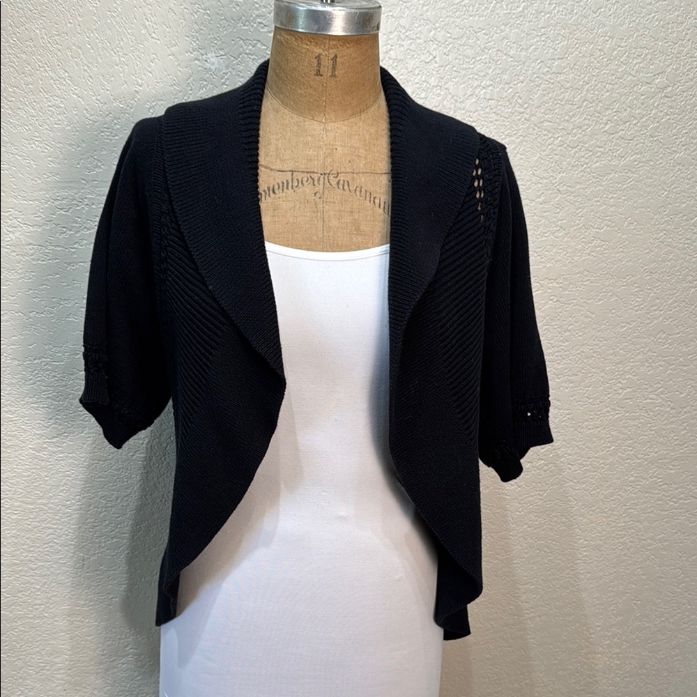 Audrey & Grace Black Women's XL Open Front Knitted Sweater Cardigan